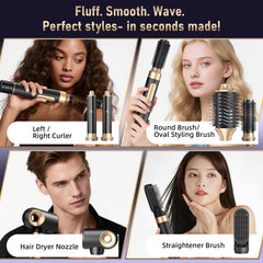 Kveiroa ceramic knot-free brush head provides smooth detangling and even heat