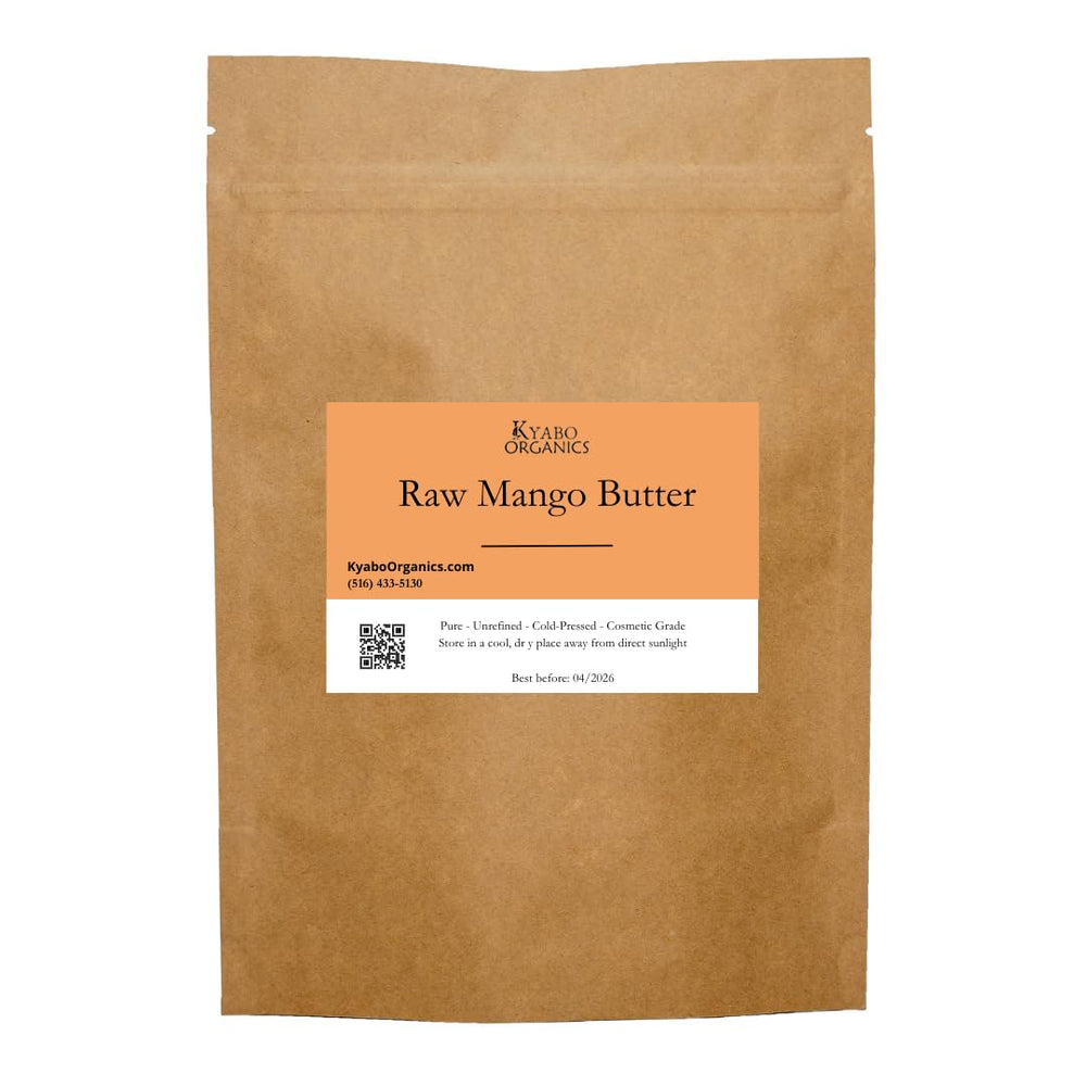 Kyabo Mango Butter jar shows premium organic moisturizer base for daily hydration.
