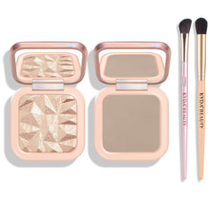 KYDA baked highlighter contour palette shows champagne glow for radiant facial highlights.