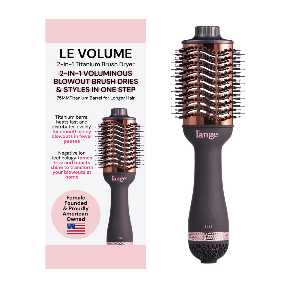 L'ANGE HAIR Le Volume 2-in-1 blow dryer brush close-up for fast, salon-style styling at home.