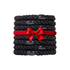 L. Erickson pony hair ties band closeup demonstrates strong hold for thick hair