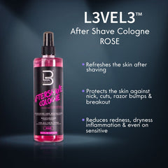 L3 Level 3 aftershave spray application on the face for refreshing feel