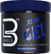 L3 Level 3 Cream Gel bottle offers medium hold for controlled styling.