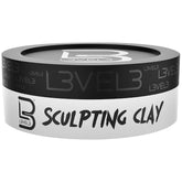 L3 Level 3 Hair Sculpting Clay jar front highlights premium hold for confident styling.
