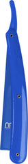 L3 straight razor holder blue blade-change design enables quick blade changes.