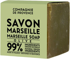 La Compagnie de Provence Savon Marseille Olive Soap Cube 400g close-up texture reveals pure olive oil richness.