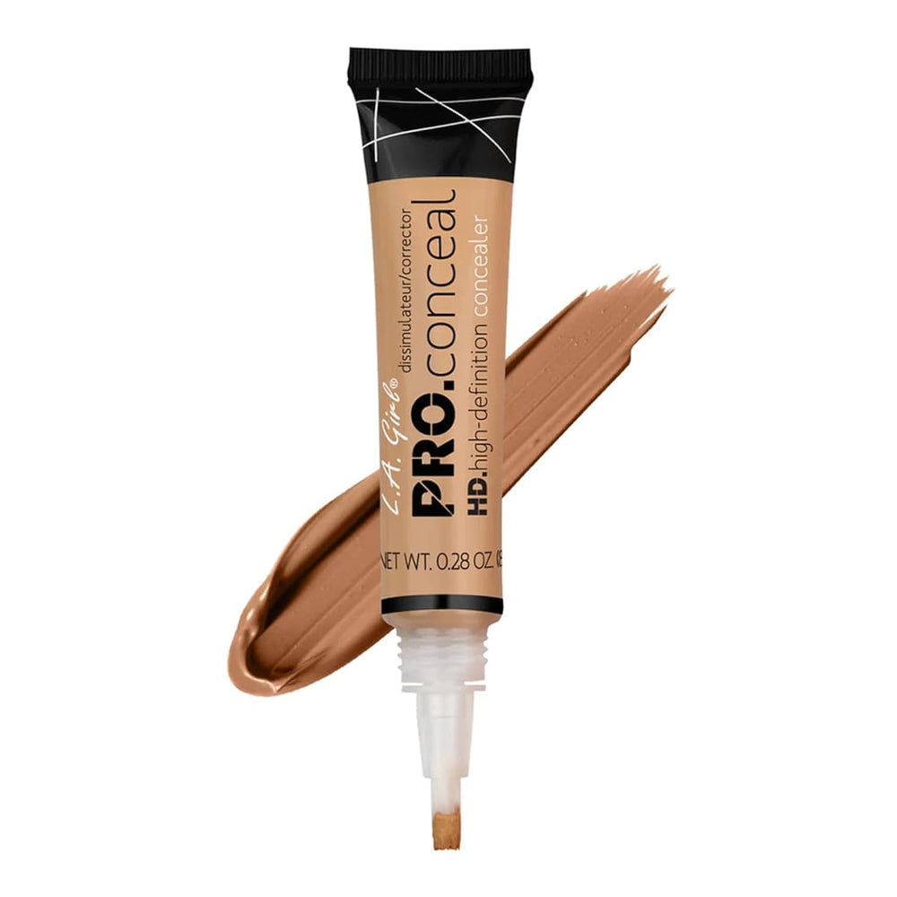 L.A. Girl HD Pro.Conceal medium bisque swatch demonstrates even-toned coverage