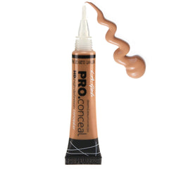 LA Girl HD Pro Conceal Toffee swatch shows warm medium shade.