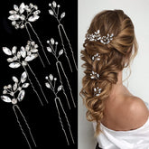 La Jolie Jasmin bride hair pins silver 6pc showcasing sparkling crystals for elegant wedding styling.