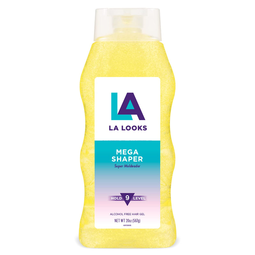 LA Looks Mega Shaper 9 Hold bottle closeup showing alcohol-free, non-sticky hold