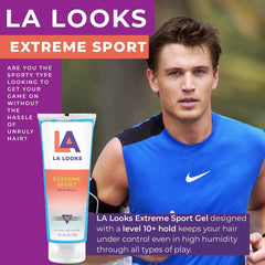 L.A. Looks Absolute Styling Extreme Sport gel application shows easy styling with fixed hold.