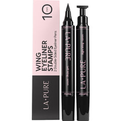 LA PURE eyeliner stamp left eye delivers quick symmetrical wings.