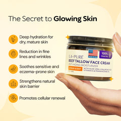 LA PURE grass-fed tallow ingredients closeup highlights clean, natural skincare.