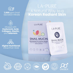 LA PURE Snail Mucin Mask being applied to the face for quick pampering.