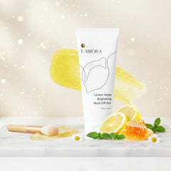 Labiora Lemon Honey Face Mask Pack applying on damp skin shows gentle exfoliation