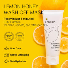 Labiora Lemon Honey Face Mask Pack spread on face demonstrates even application