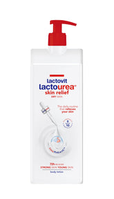 Lactovit Lactourea bottle demonstrates daily hydrating care for dry skin.