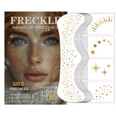LADDYFOX gold face patches pack with glitter freckles closeup, ideal for festival sparkle.