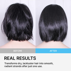 LADOR hair mask closeup reveals keratin-rich formula smoothing damaged strands.