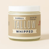 Lady May Tallow whipped tallow jar closeup shows creamy texture for quick hydration
