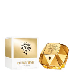 Paco Rabanne Lady Million bottle front exudes luxury for all day elegance