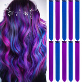 LADYAMZ colored purple-blue clip-in extensions provide vivid festival-ready highlights.