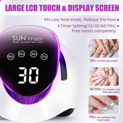 LadyMisty nail lamp in hands-in mode for convenient manicure use