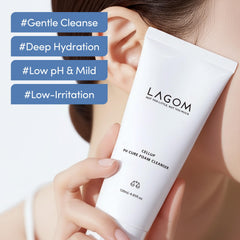 LAGOM Cellup pH Cure Foam Cleanser with Himalayan Crystal Salt for natural exfoliation