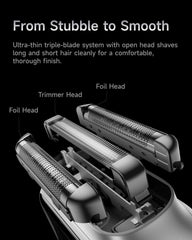 Laifen P3 Pro 0.055mm foil and stainless blades for efficient, smooth cutting.