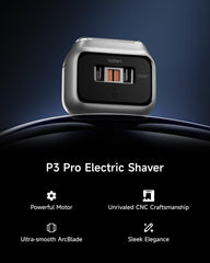 Laifen P3 Pro motor window display shows dual linear motors in action for precision shave.