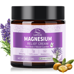 LAITYUM Magnesium Lotion lavender bottle pour for calming bedtime ritual