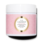 LaLicious Sugar Kiss Scrub packaging shows 16oz jar for radiant skin.