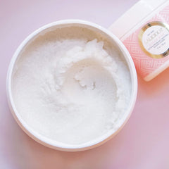 LaLicious Sugar Kiss Scrub spread on skin demonstrates gentle exfoliation.