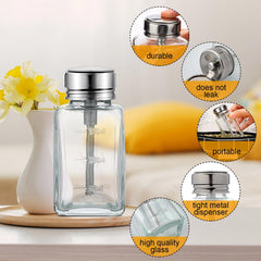 Lallisa pump dispenser in action enables controlled makeup remover use.