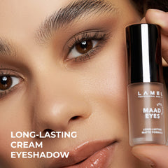 Lamel Matte Liquid Eyeshadow Maad Eyes 401 swatches reveal rich brown matte finish with smooth velvet texture.