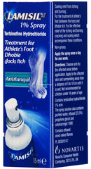 Lamisil 1% spray on infected area between toes for fast, non-greasy relief