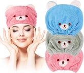 Lamoutor dry hair cap 3pc set for kids, quick wrap-drying and gentle comfort.