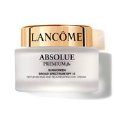 Lancôme Absolue Premium Bx Day Cream packaging showcases luxurious moisturizer.