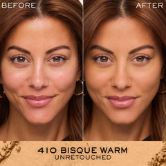 Lancôme Dual Finish shade 410 Bisque Warm swatch demonstrates warm, versatile color.