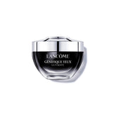 Lancôme Génifique Eye Cream tube close-up highlighting creamy hydration near the eye contour.