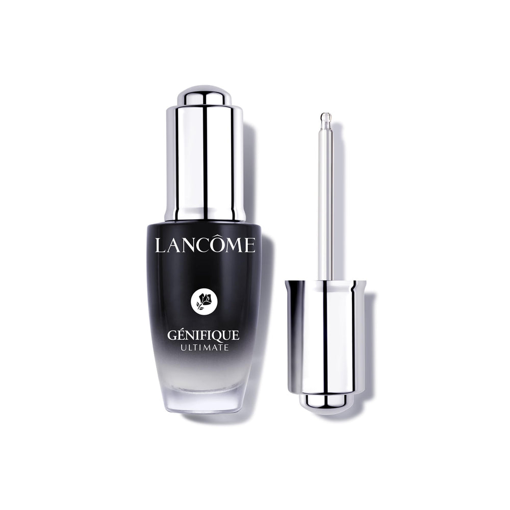 Lancôme Génifique Ultimate Dual Recovery serum bottle with pump enables easy, precise application.