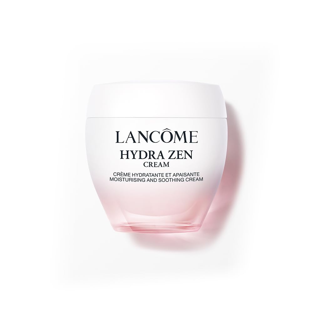 Lancome Hydra Zen jar closeup showcasing creamy texture for lasting hydration.