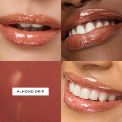 Lancôme Juicy Tubes Almond Drip gloss close-up shows intense wet shine