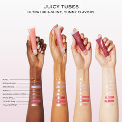 Lancôme Juicy Tubes layered over lipstick creates an ultra-juicy topcoat.