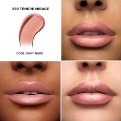 Lancôme L'Absolu Rouge swatch on skin demonstrates creamy texture for smooth application.