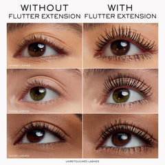 Lancôme Lash Idôle wand close-up demonstrates precision application with nano-bristle technology.