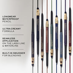Lancôme Le Stylo Waterproof Eyeliner 02 Noir Intense swatches show rich pigment and smooth texture.
