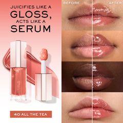 Lancôme Lip Idôle JuicyTreat jumbo applicator in action shaping a neat lip contour.