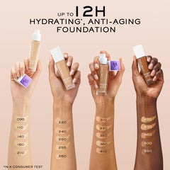Lancôme Renergie Lift Foundation glow finish emphasizes radiant complexion.