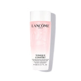Lancôme Tonique Confort bottle closeup highlights hydrating toner for all skin types.